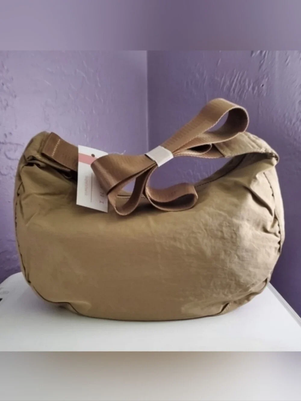 Medium Nylon Crescent Crossbody Bag